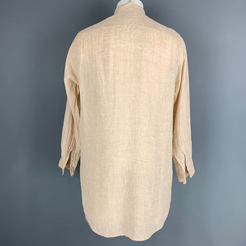 GITMAN BROS Size M Beige Linen Long placket Long Sleeve Shirt