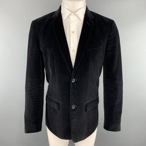 MARC JACOBS Size 36 Black Cotton Velvet Notch Lapel Sport Coat