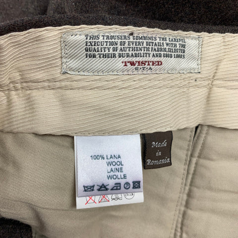 TWISTED Size 28 Brown Wool Button Fly Dress Pants