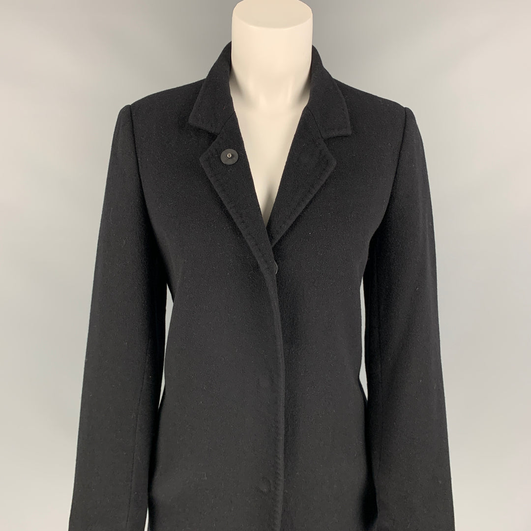 LAN JAENICKE Size 2 Black Cashmere Hidden Button Coat