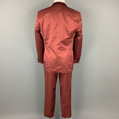 BOSS by HUGO BOSS Size 40 Regular Brick Cotton Blend Shawl Collar Suit