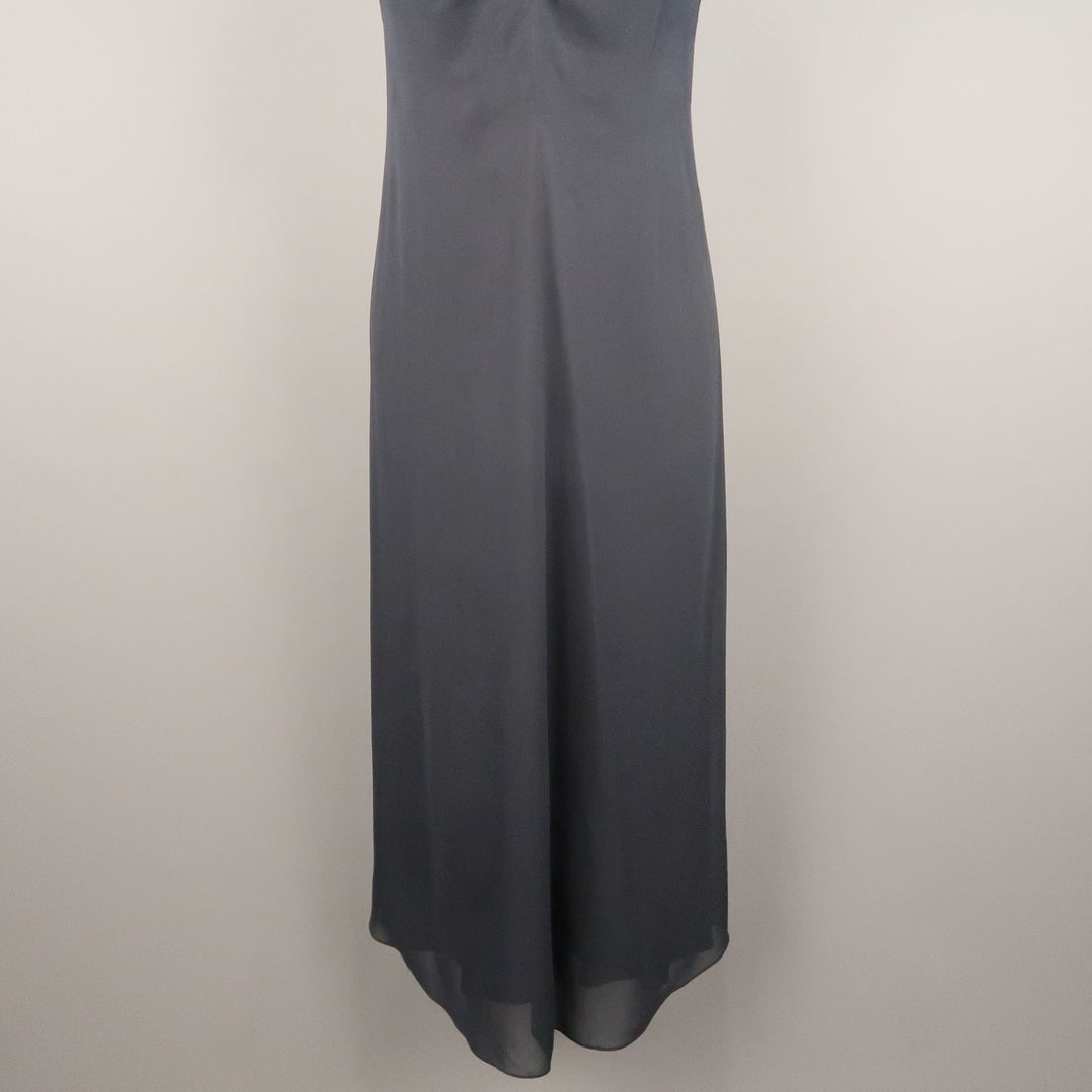 ARMAND VENTILO Size 4 Navy Silk Chiffon V Neck Sleeveless Maxi Dress