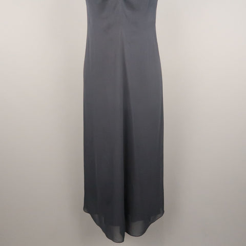 ARMAND VENTILO Taille 4 Robe longue en mousseline de soie marine col en V sans manches