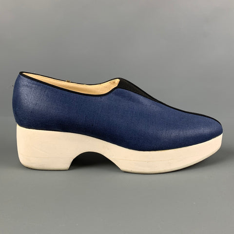 ZOE LEE Zapatos de plataforma con bloques de color de tela negra y azul talla 7.5