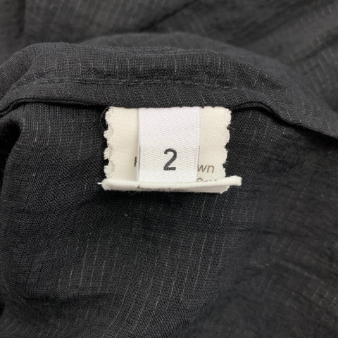 HAZEL BROWN 2020 Size 2 Black Wrinkled Ruched Yolk Cotton Blouse