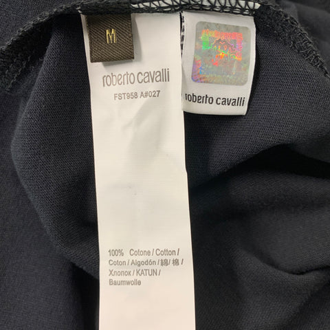 ROBERTO CAVALLI Size M Black Red Graphic Cotton T-shirt