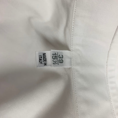 LANVIN Size M White Ruffled Cotton Tuxedo Long Sleeve Shirt