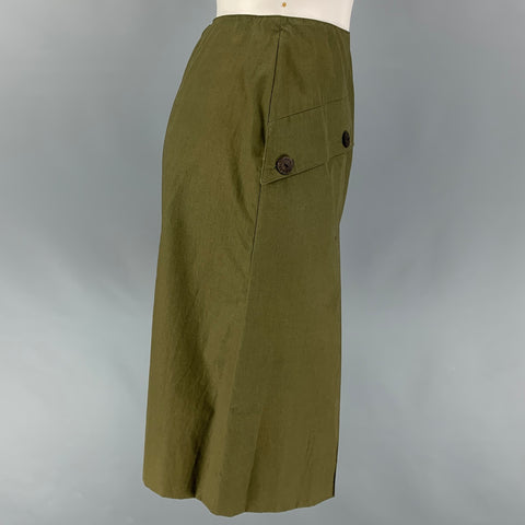 CHANEL AF078 00C Talla 4 Falda acampanada de algodón verde oliva