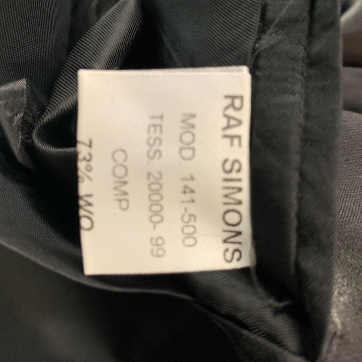 RAF SIMONS Chest Size 40 Short Black Solid Wool Blend Notch Lapel Sport Coat