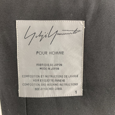 YOHJI YAMAMOTO Size S Black Cotton Zip Shoulder Button Sport Coat