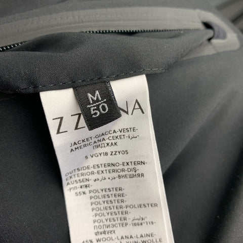 Z ZEGNA Size M Black Polyester / Wool Reversible Sport Coat