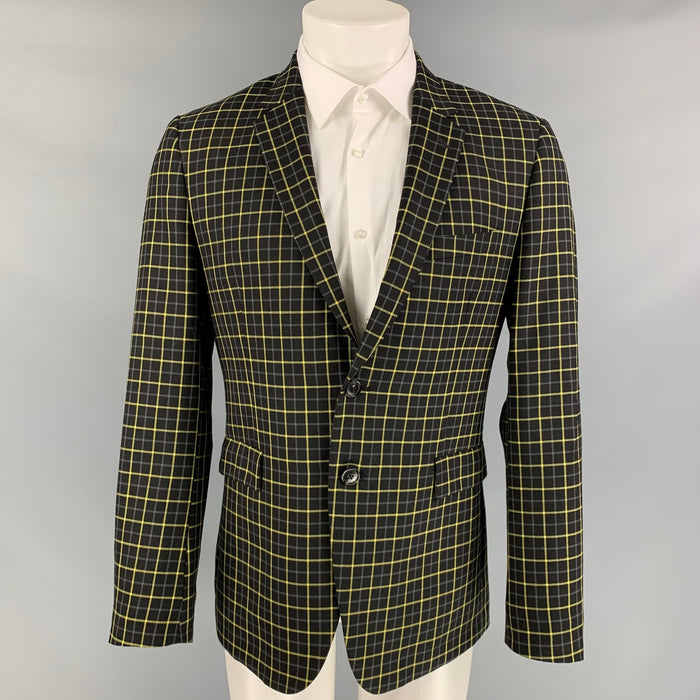 PAUL SMITH Abrigo deportivo con solapa de muesca de lana con panel de ventana negro talla 40 Kensington Fit