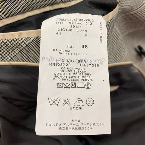 EMPORIO ARMANI Taille 38 Manteau de sport en laine Mohair Glenplaid noir blanc