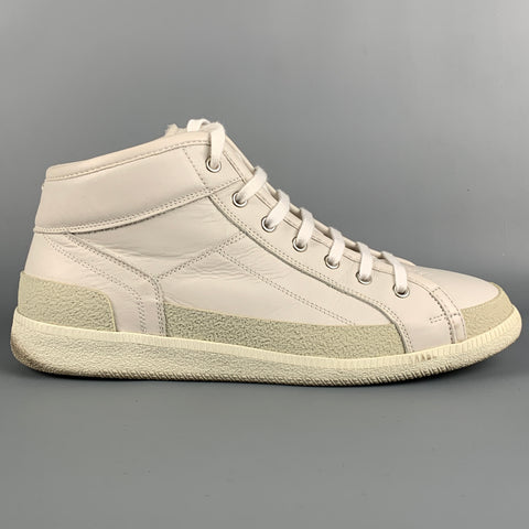 MAISON MARGIELA Taille 9 Baskets montantes en cuir blanc