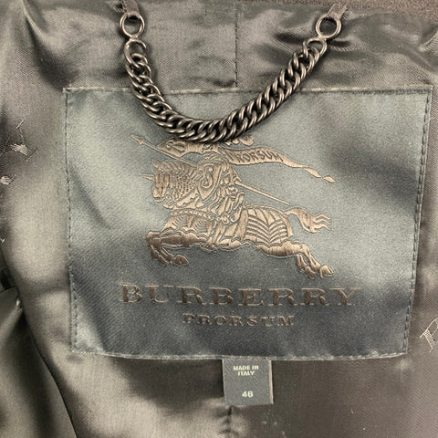 BURBERRY PRORSUM Size 10 Black Nylon Cotton Duffle Closure Military Coat