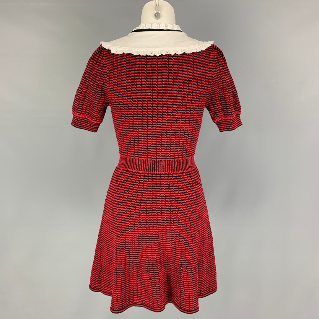 SELF-PORTRAIT Size 6 Red Black Knit Stripe Short Sleeve Dress – Sui Generis  Designer Consignment