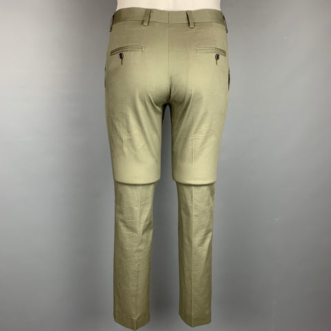 ROBERTO CAVALLI Talla 30 Pantalón de vestir de pernera estrecha de algodón verde oliva