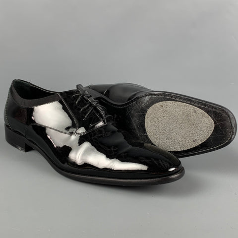 SALVATORE FERRAGAMO Size 13 Black Leather Tuxedo Lace Up Shoes
