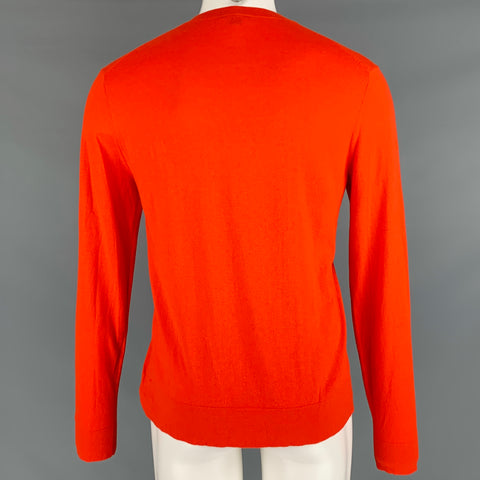 THEORY Size M Orange Cotton Cashmere V-Neck Pullover