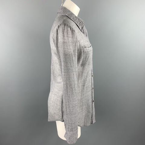 HAZEL BROWN Taille 2 Blouse en laine chinée grise / nylon