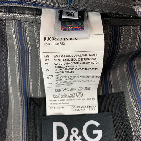 D&G by DOLCE & GABBANA Size 40 Regular Black Stripe Wool Blend Notch Lapel Suit