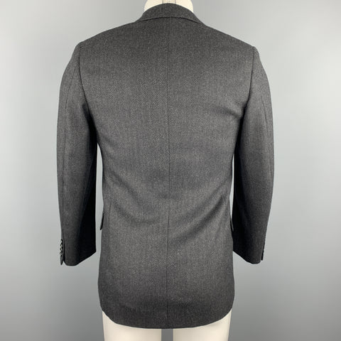 GEORGE REPINEC 36 Black & Grey Herringbone Wool Notch Lapel Sport Coat