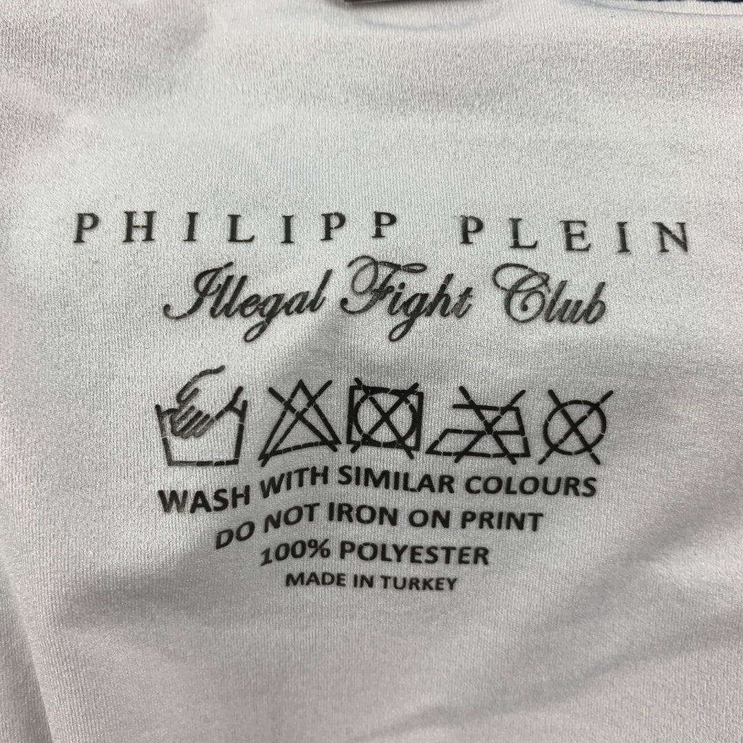 PHILIPP PLEIN Size M Black White Print Polyamide Drawstring Swim Trunks