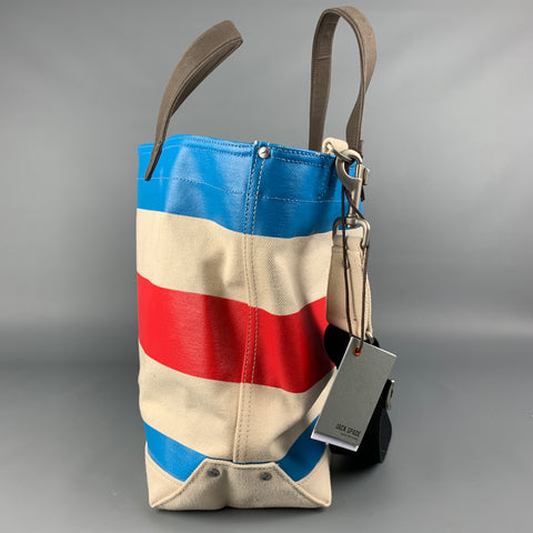 JACK SPADE Multi-Color Stripe Cotton Canvas Tote Bag