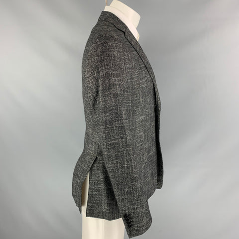 VERSACE COLLECTION Size 36 Dark Gray & White Heather Wool Blend Notch Lapel Sport Coat