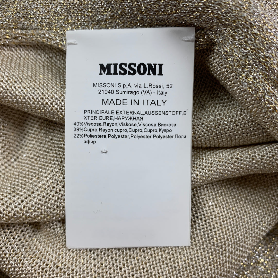 MISSONI Size 6 Gold Metallic Viscose Blend Poncho Sweater