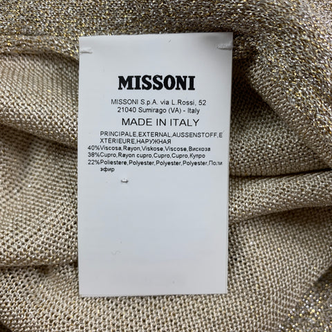 MISSONI Size 6 Gold Metallic Viscose Blend Poncho Sweater