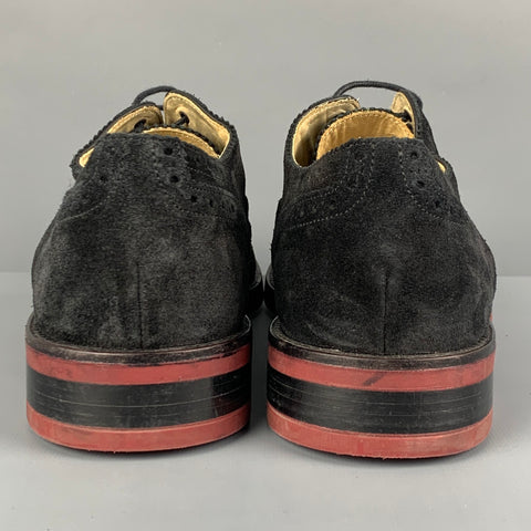 PAUL SMITH Size 10.5 Black Brick Perforated Leather Wingtip Loafers