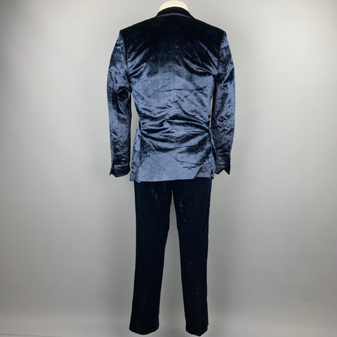 PAUL SMITH Size 38 Navy Velvet Notch Lapel Suit