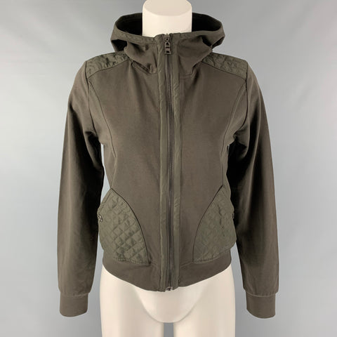 PRADA Size L Olive Mixed Fabrics Hoodie Casual Top