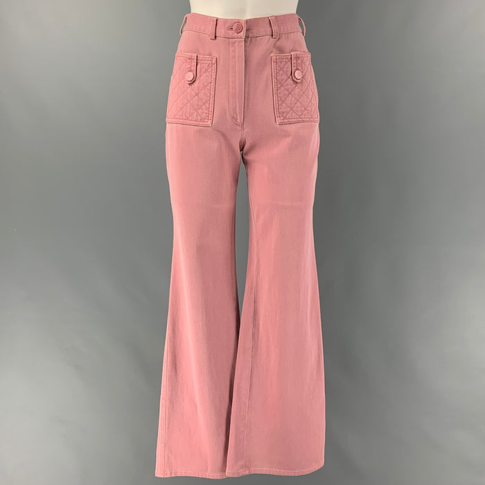 CHANEL Size 4 Pink Cotton Straight Casual Pants