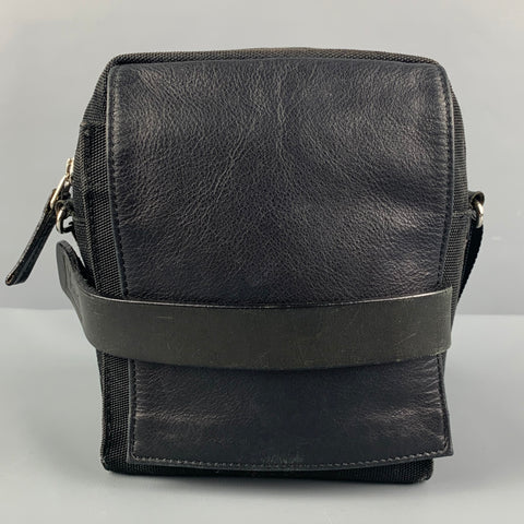 Y'SACCS Black Mixed Fabrics Nylon Leather Cross Body Bag