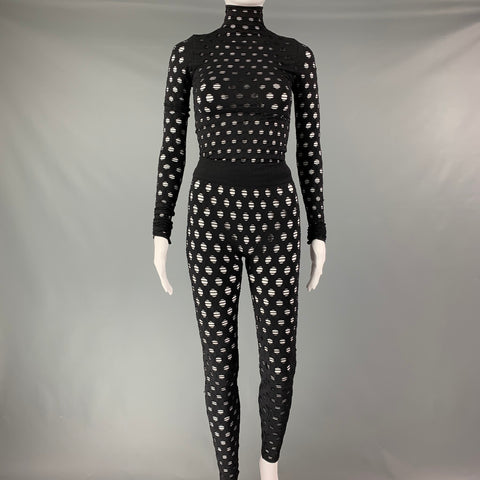 MAISIE WILEN Size XS Black Nylon & Spandex Cut Out Turtleneck Pants Set