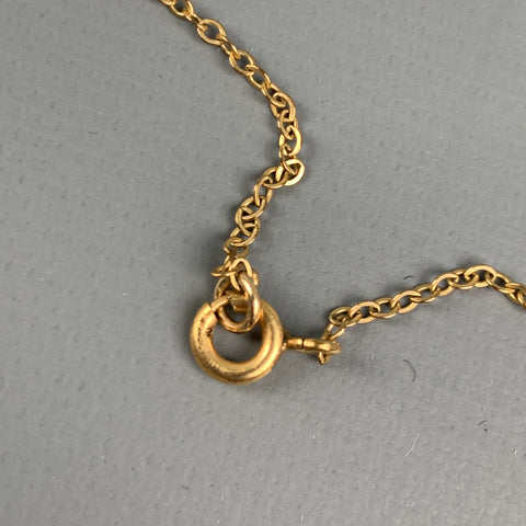 VINTAGE Green Jade Tooth Gold 14K Necklace