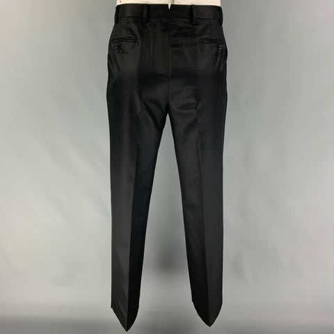 PAL ZILERI Size 40 Black Wool Silk Peak Lapel Suit