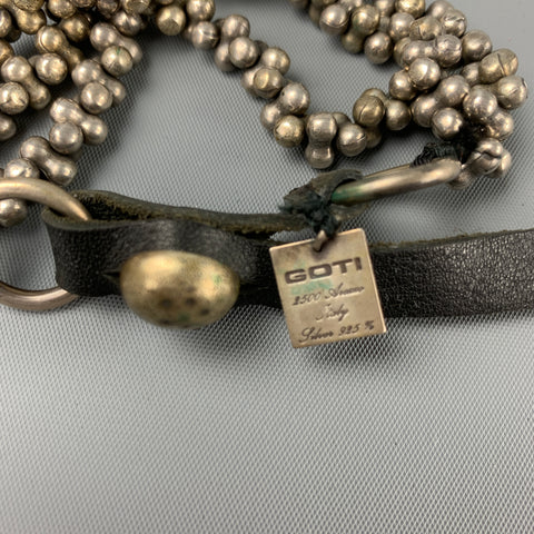 GOTI Black Leather Sterling Silver Bracelet