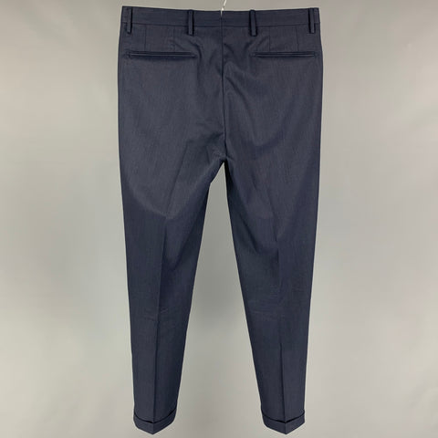 BOGLIOLI Size 30 Navy Virgin Wool Flat Front Dress Pants