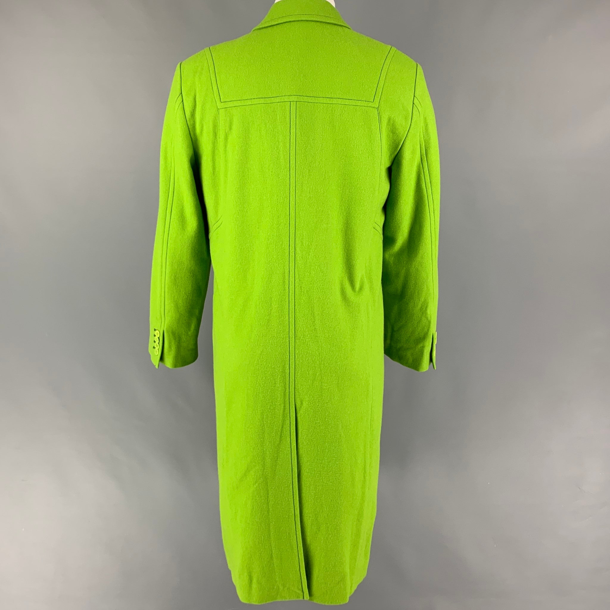 CHRISTIAN DADA Size 40 Green Wool Hooded Tailored Melton Coat