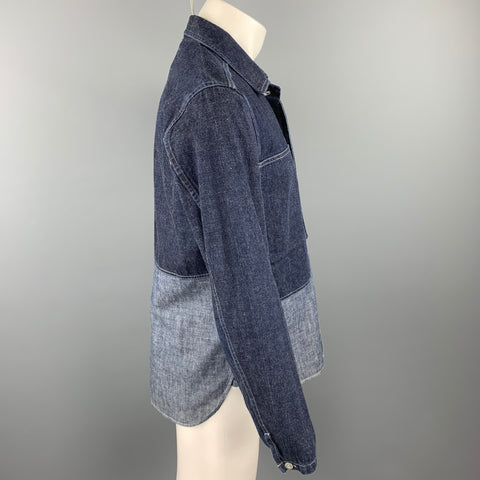NIGEL CABOURN Size S Indigo Mixed Fabrics Denim Shirt Jacket Long Sleeve Shirt
