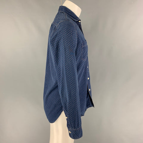 RRL by RALPH LAUREN Camisa de manga larga de algodón con lunares azules y rosas talla M