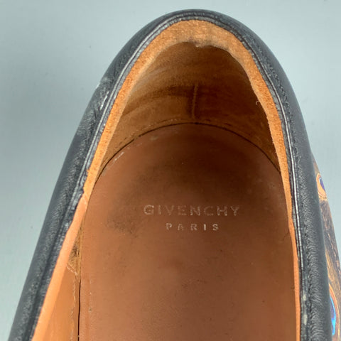 GIVENCHY Size 8.5 Brown & Orange Leather Peacock Slip On Sneakers