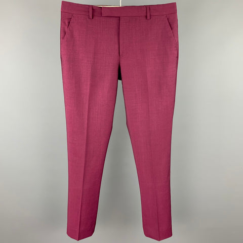 PAUL SMITH Size 33 Burgundy Wool / Mohair Zip Fly Dress Pants