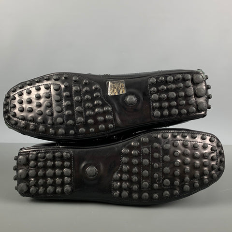 PRADA Size 10.5 Black Leather Drivers Lace Up Shoes