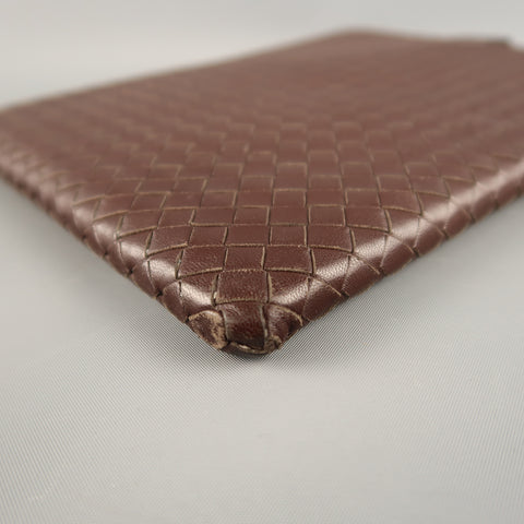 BOTTEGA VENETA Brown Intrecciato Woven Leather Ipad Tablet Case