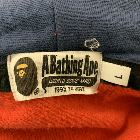 A BATHING APE Size L Red Blue Camo Cotton Hooded Sweatshirt