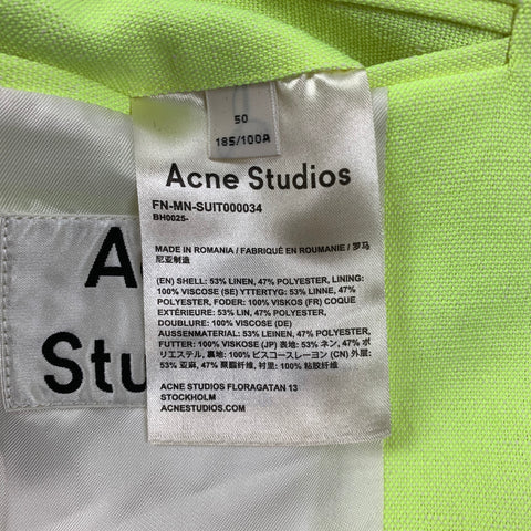 ACNE STUDIOS Size 40 Neon Linen / Polyester Notch Lapel Sport Coat